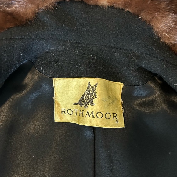 Rothmoor Vintage Black Cashmere Coat with Brown Mink Collar Size S/M - Picture 9 of 15